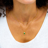 MENNIPE golden 925 silver chain with window pendant gemstone