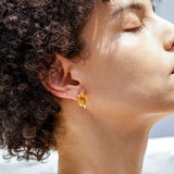 Boucles d'oreilles clous JACKIE S925 avec cristal citrine, zircone