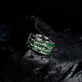 ABUJA S925 ear clip/ear cuff with green stripes