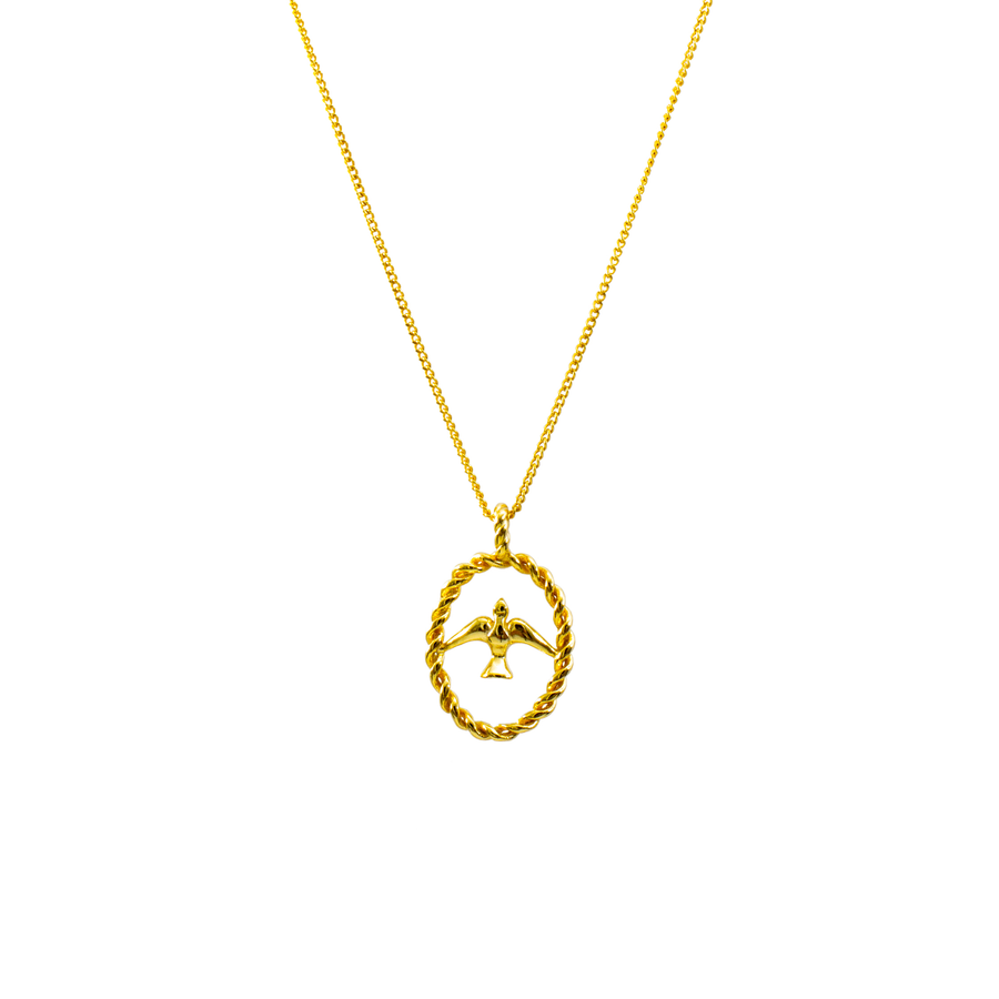 'Maureen' gold curb chain with 925 sterling silver bird charm