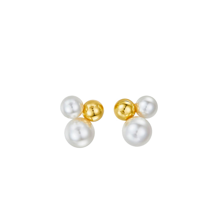 ANTONIA Drei Blasen Ohrstecker Goldkugel mit Perlen