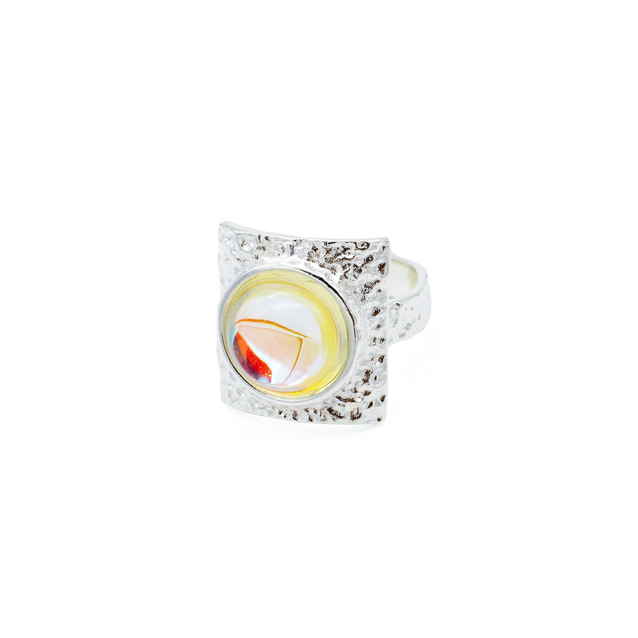 'Ipix' silver square ring in sterling silver with moonstone