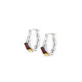 CYNTHIA Two-tone hoop earrings with garnet