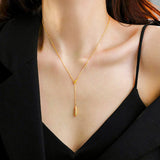 LULUO Puristic Y Necklace with Drops made of 925 Silver