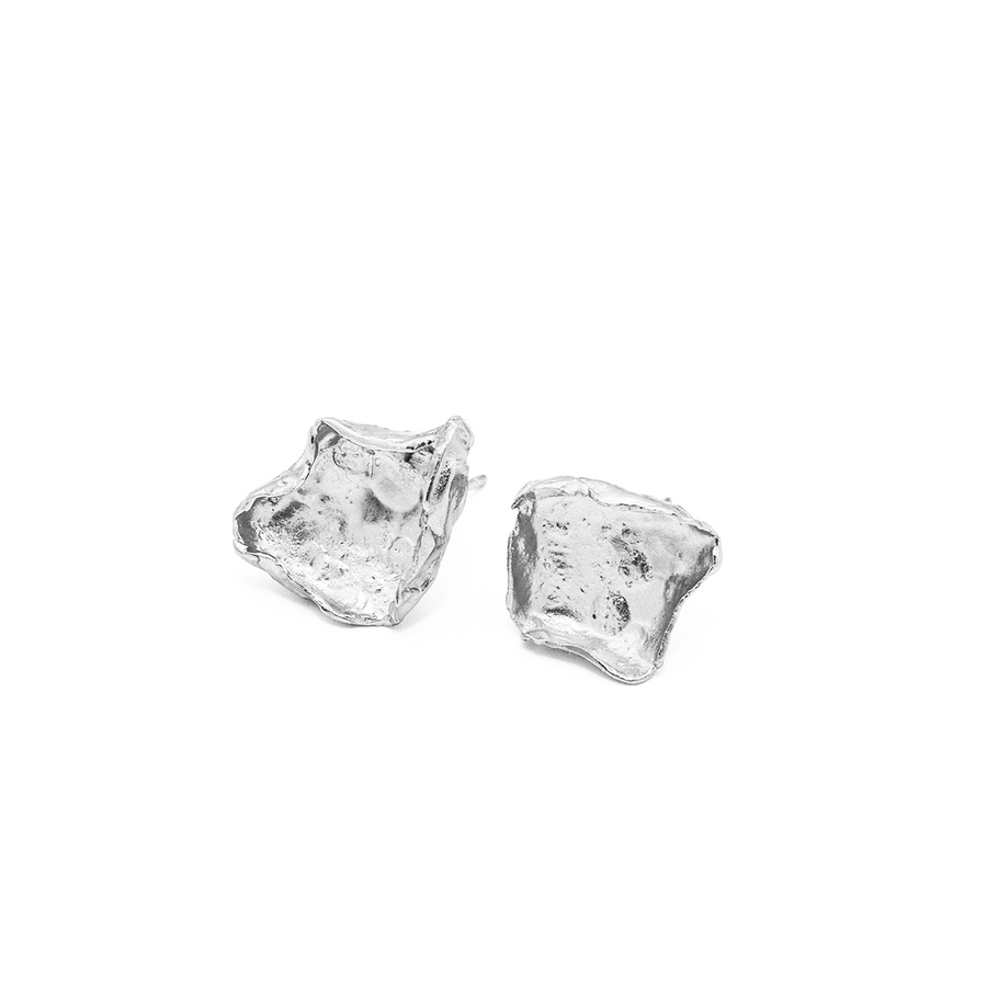 'Samsa' silver asymmetric earrings-studs made of 925 sterling silver