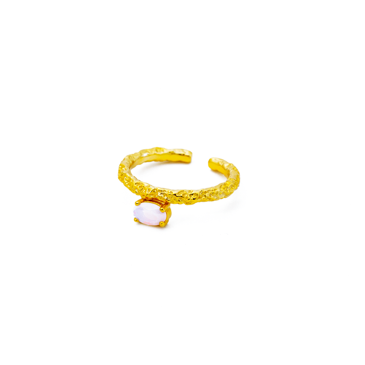 ODELIA S925 Goldring mit ovalem Opal