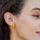 Boucles d'oreilles à tige en or naturaliste SIBYL avec cristal de citrine