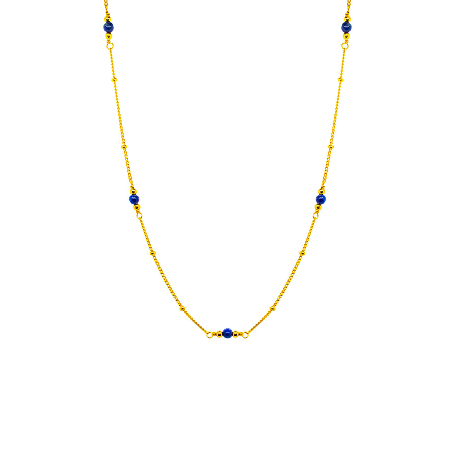 ADELAIDE Gold Collier mit blauen Lapislazuli-Kugeln