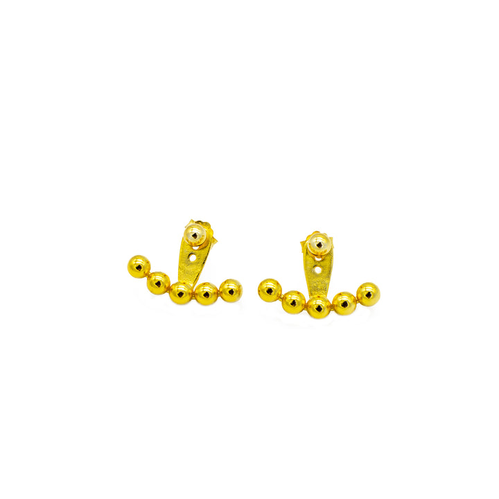 'Ancud' gold ear studs climber ball structure in sterling silver