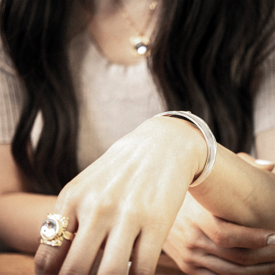 'Abico' silver textured bangle sterling silver bangle