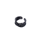 BLAIR S925 Struktur Ring mit blauem Stein in Schwarz