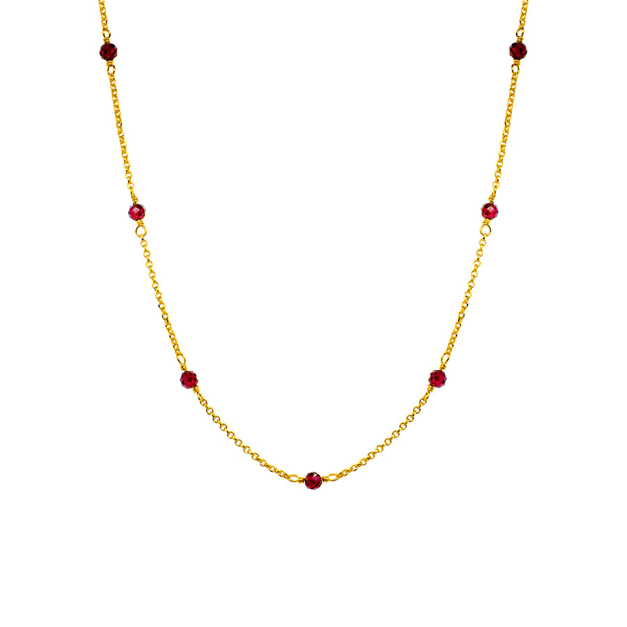 CAMILLA Gold Collier mit Granat Edelsteinkugeln