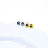 'Cuarto' silver earrings-studs black onyx in sterling silver