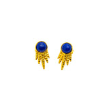 Boucles d'oreilles clous étoile filante dorées DORIS avec lapis-lazuli bleu 