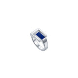 Bague géométrique en argent EVADNE avec lapis-lazuli bleu