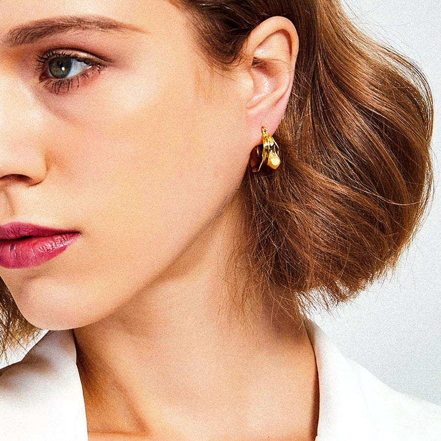 'Leyla' gold earrings-studs made of 925 sterling silver