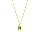 MENNIPE golden 925 silver chain with window pendant gemstone