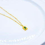 MENNIPE golden 925 silver chain with window pendant gemstone