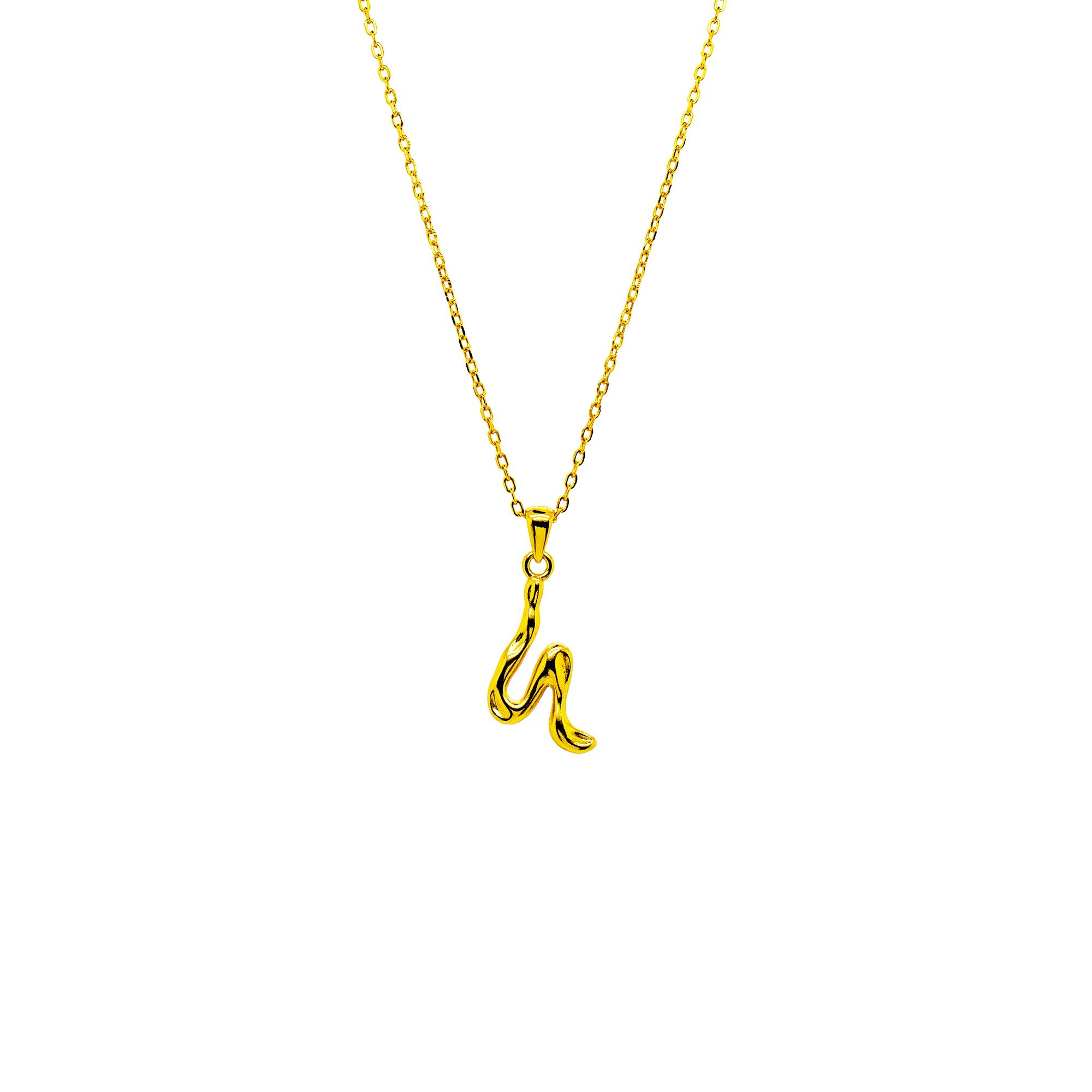 OPHELIA S925 collier lettre/alphabet calligraphie en or