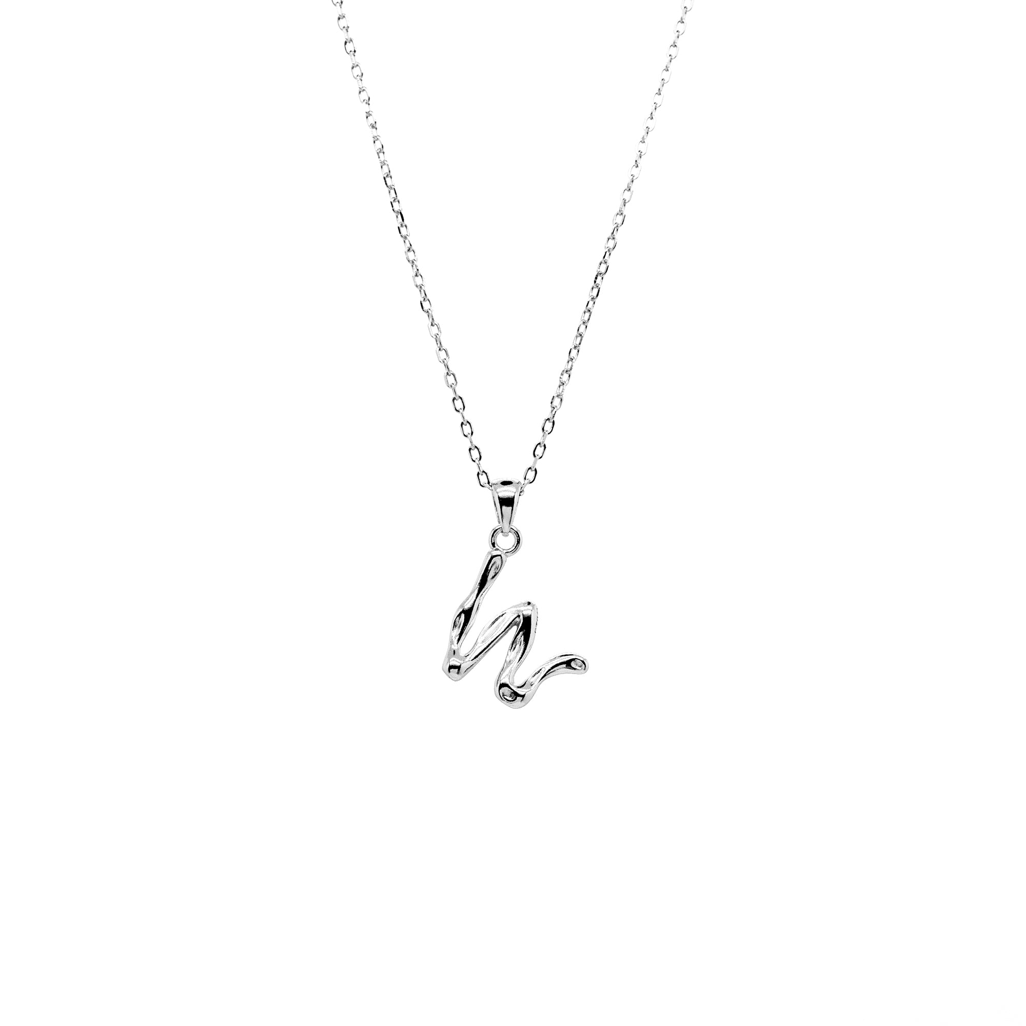 OPHELIA S925 collier lettre/alphabet calligraphie en argent