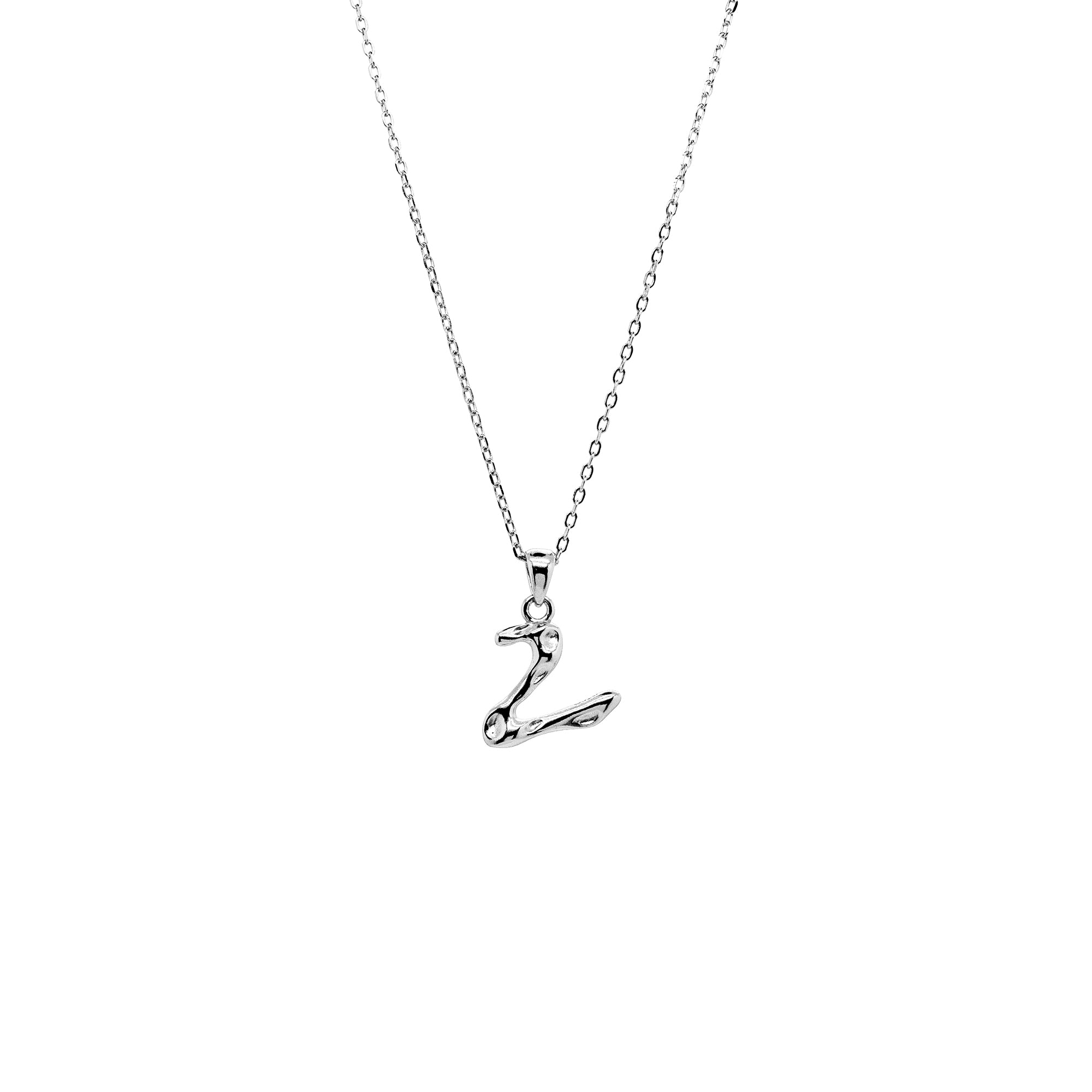 OPHELIA S925 collier lettre/alphabet calligraphie en argent