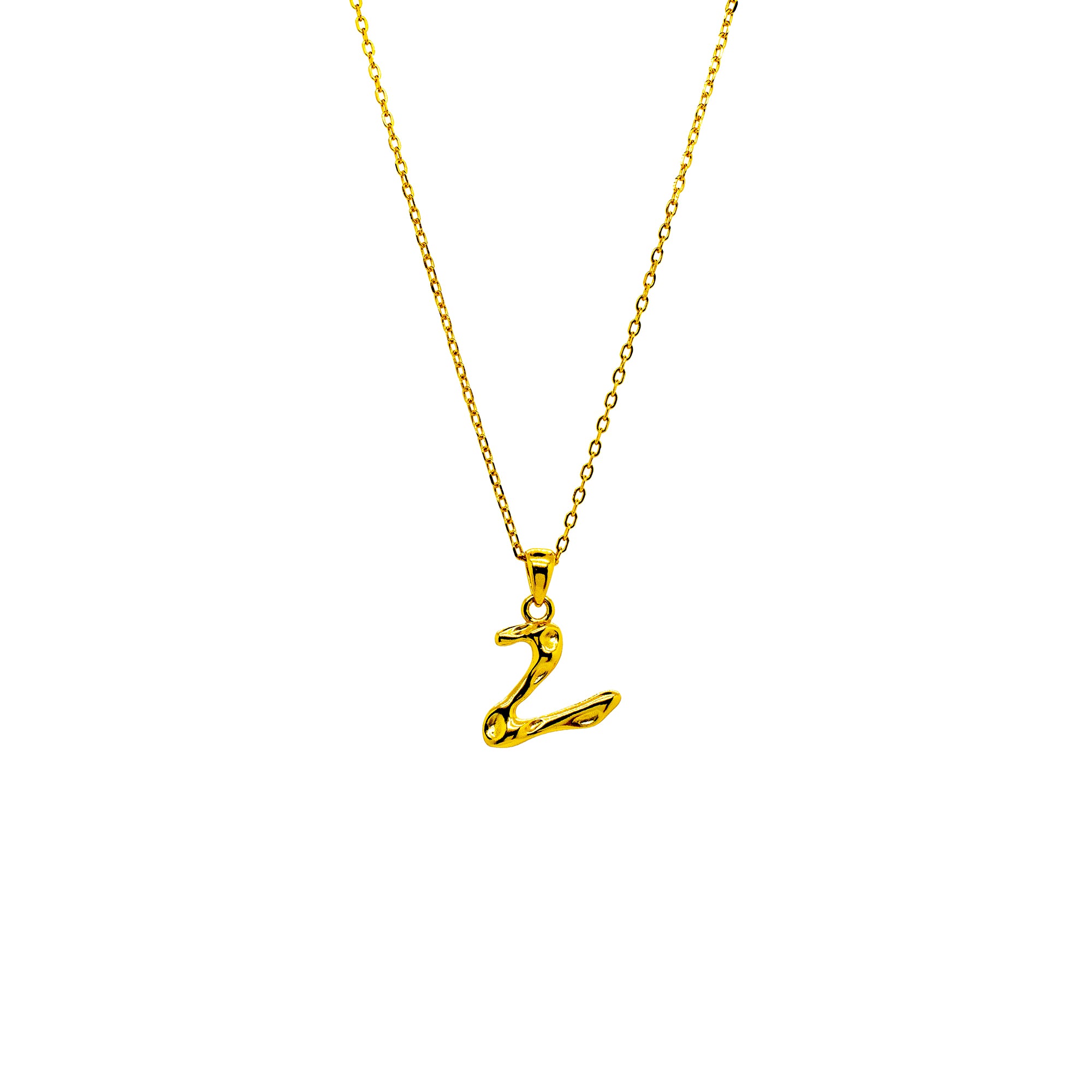 OPHELIA S925 collier lettre/alphabet calligraphie en or