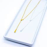 LULUO Puristic Y Necklace with Drops made of 925 Silver