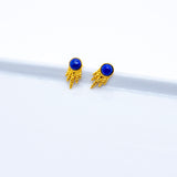 Boucles d'oreilles clous étoile filante dorées DORIS avec lapis-lazuli bleu 