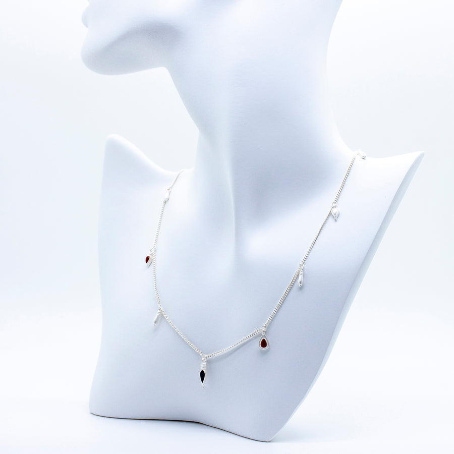 PROJEKT #06 / Damenkette-Collier mit mehreren Anhängern, Achat