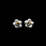 ELEANORE S925 Boucles d'oreilles florales avec pierre topaze