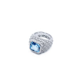 JANEY Bague femme scintillante avec topaze, pavé de zircones