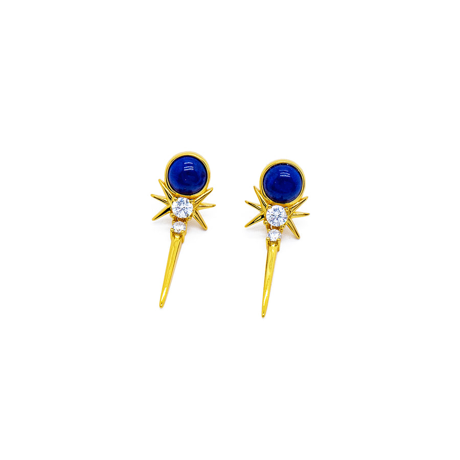 ASABA S925 Gold Stern Ohrstecker mit Blau Lapislazuli