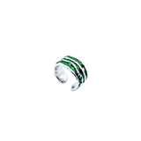 ABUJA S925 ear clip/ear cuff with green stripes