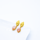 JENNIFER boucles d'oreilles/clous d'oreilles en or avec quartz rose