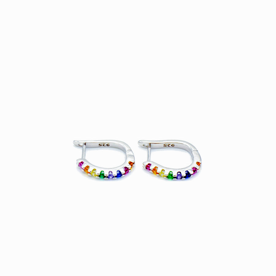 'Hiele' silver hoop earrings Hoops Huggies colorful made of 925 sterling silver