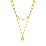 AYORA S925 collier cordon double rang avec pendentif pierre étiquette OR