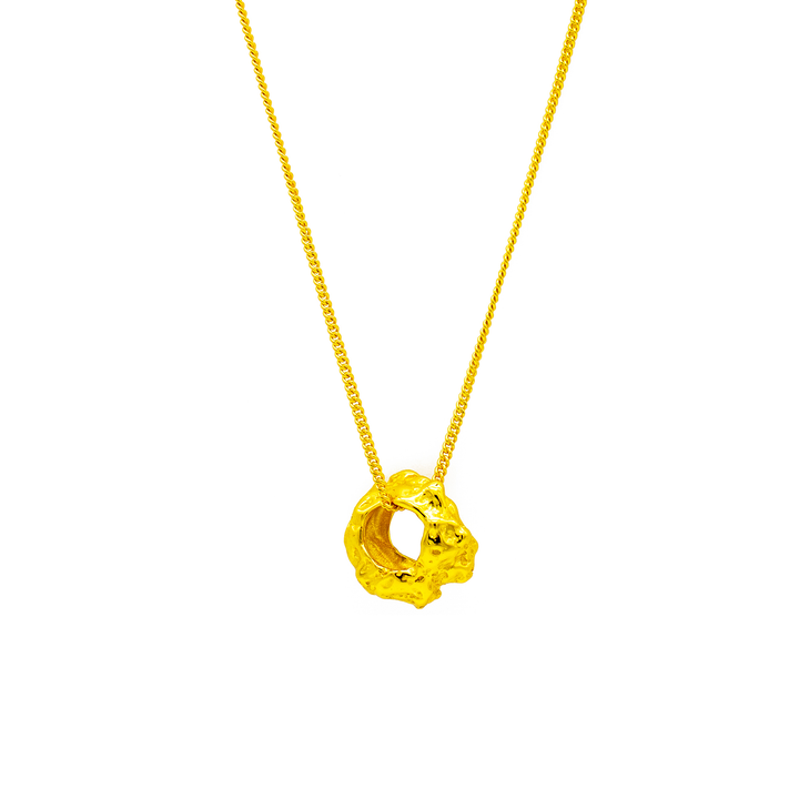 'Ibarra' gold necklace with circle pendant in sterling silver