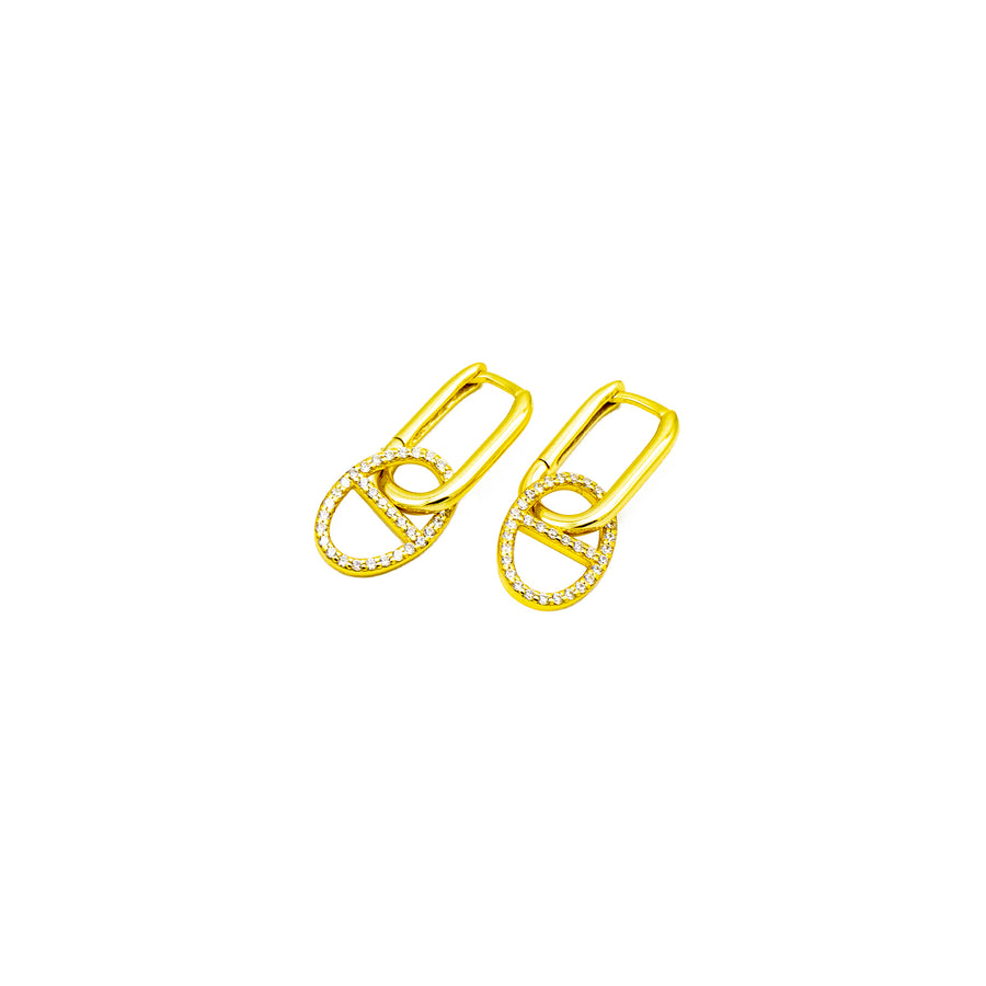 'Itaubal' gold hoop earrings with oval sterling silver drop earrings