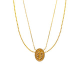 KOJOK 925 silver fine double chain with oval plate gold