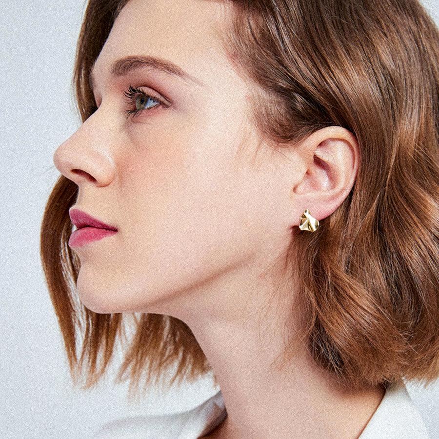 'Leyla' gold earrings-studs made of 925 sterling silver