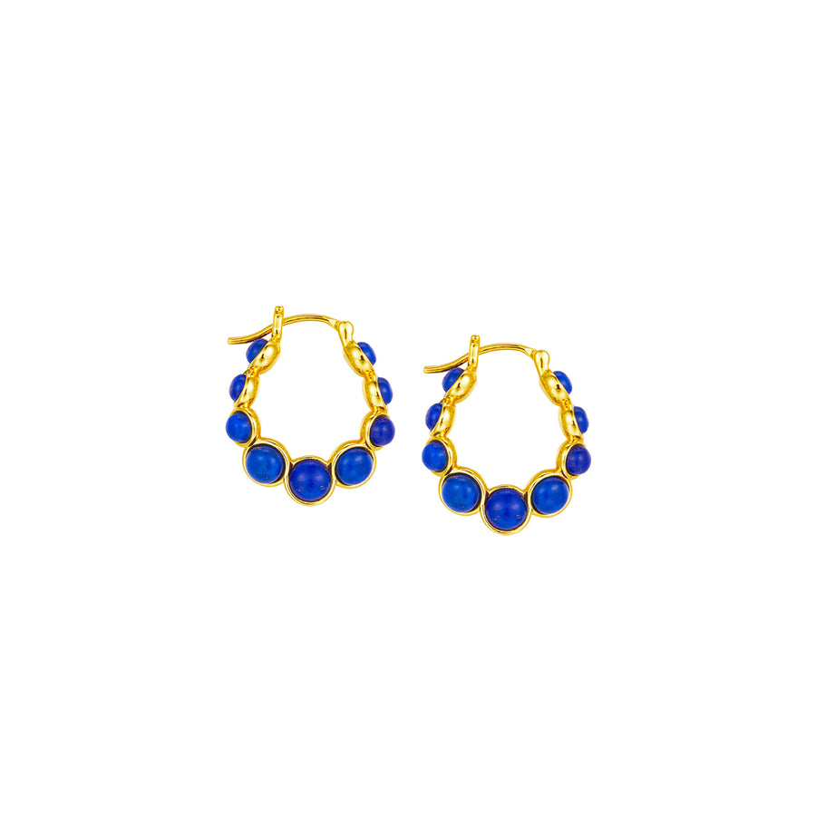 JESS Gold Creolen mit Lapislazuli Dots