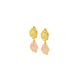 JENNIFER boucles d'oreilles/clous d'oreilles en or avec quartz rose