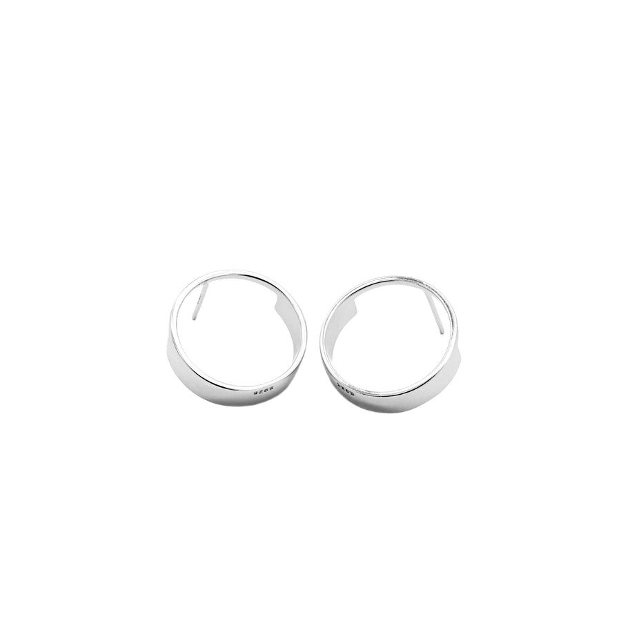 'Piorini' silver large circle hoop earrings in sterling silver