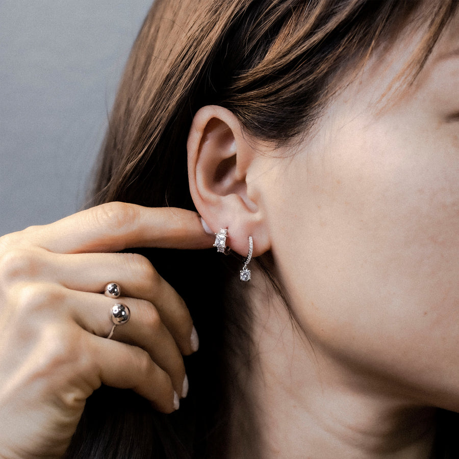 'Pucalipa' silver hoop earrings hoops zirconia made of sterling silver