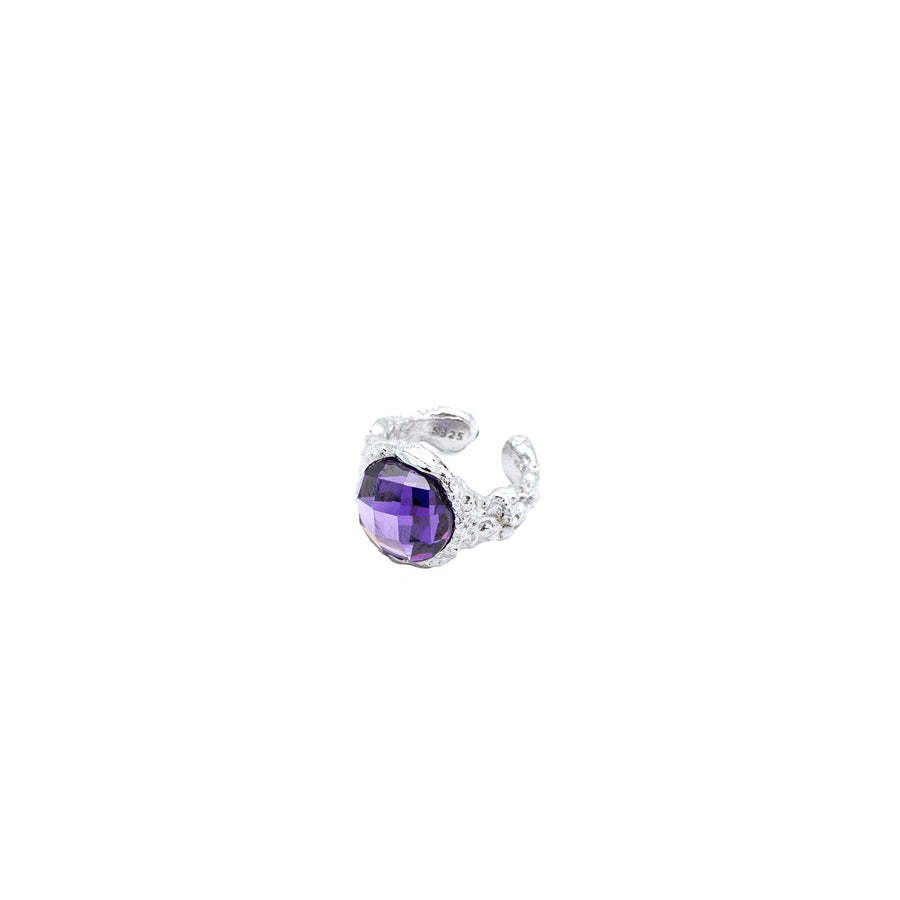 'Raja' silver earrings earcuff purple zirconia made of sterling silver