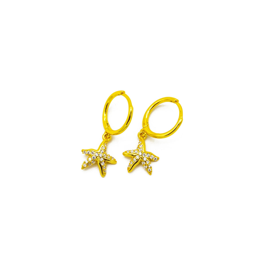 'Warri' silver hoop earrings with starfish pendant made of 925 sterling silver