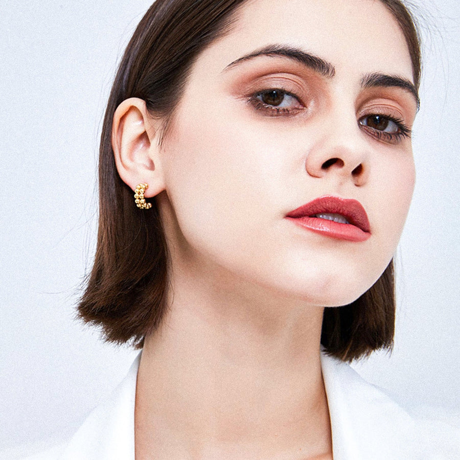 'Yadira' gold earrings hoops made of 925 sterling silver