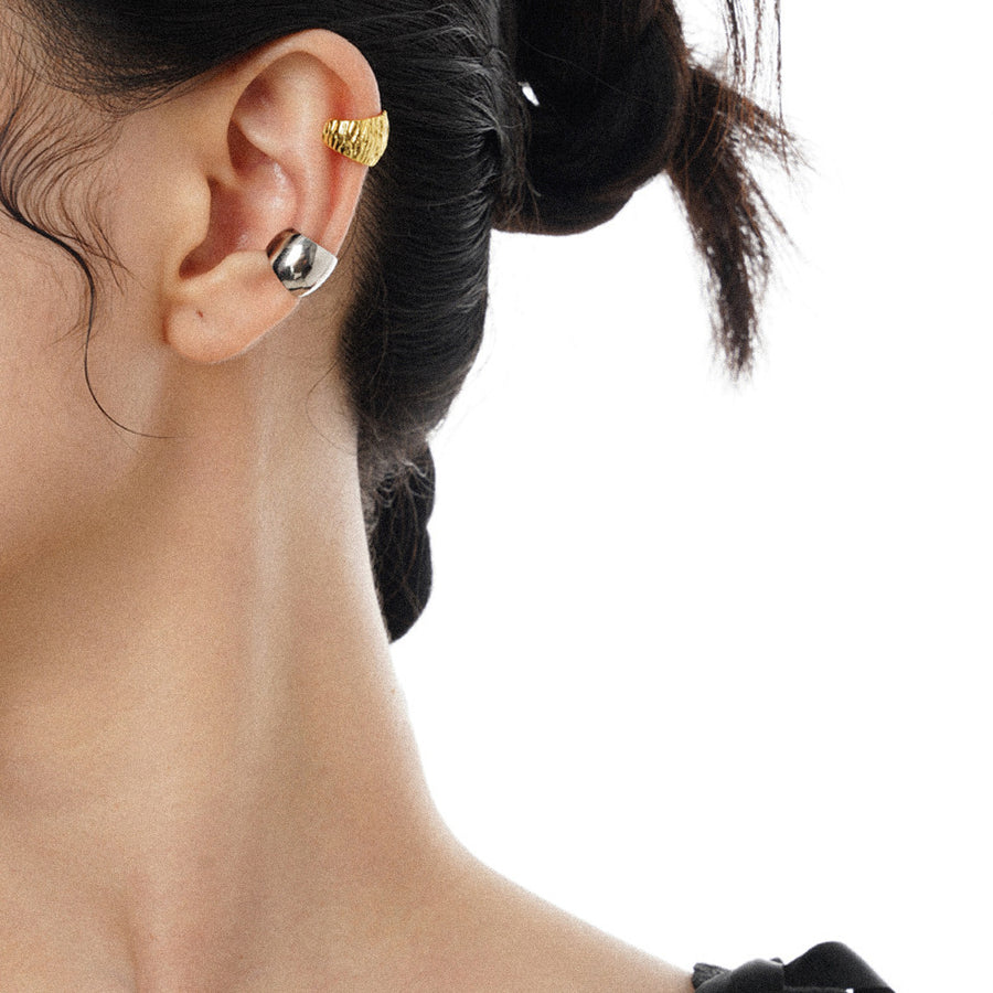 'hayden' gold wide earrings-earcuff ear clamp made of 925 sterling silver