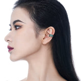 ABUJA S925 ear clip/ear cuff with green stripes