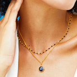 Collier JAYDEN en or avec boules de pierres précieuses d'agate